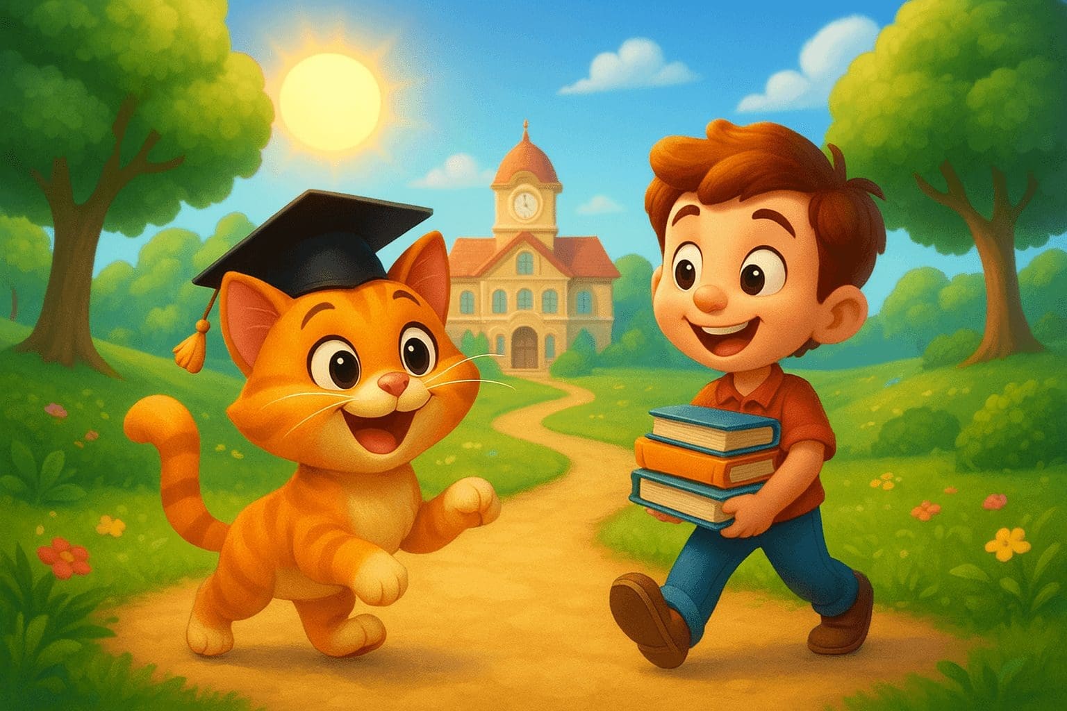 Мачак Живко и његов школски друг Мирко у школи