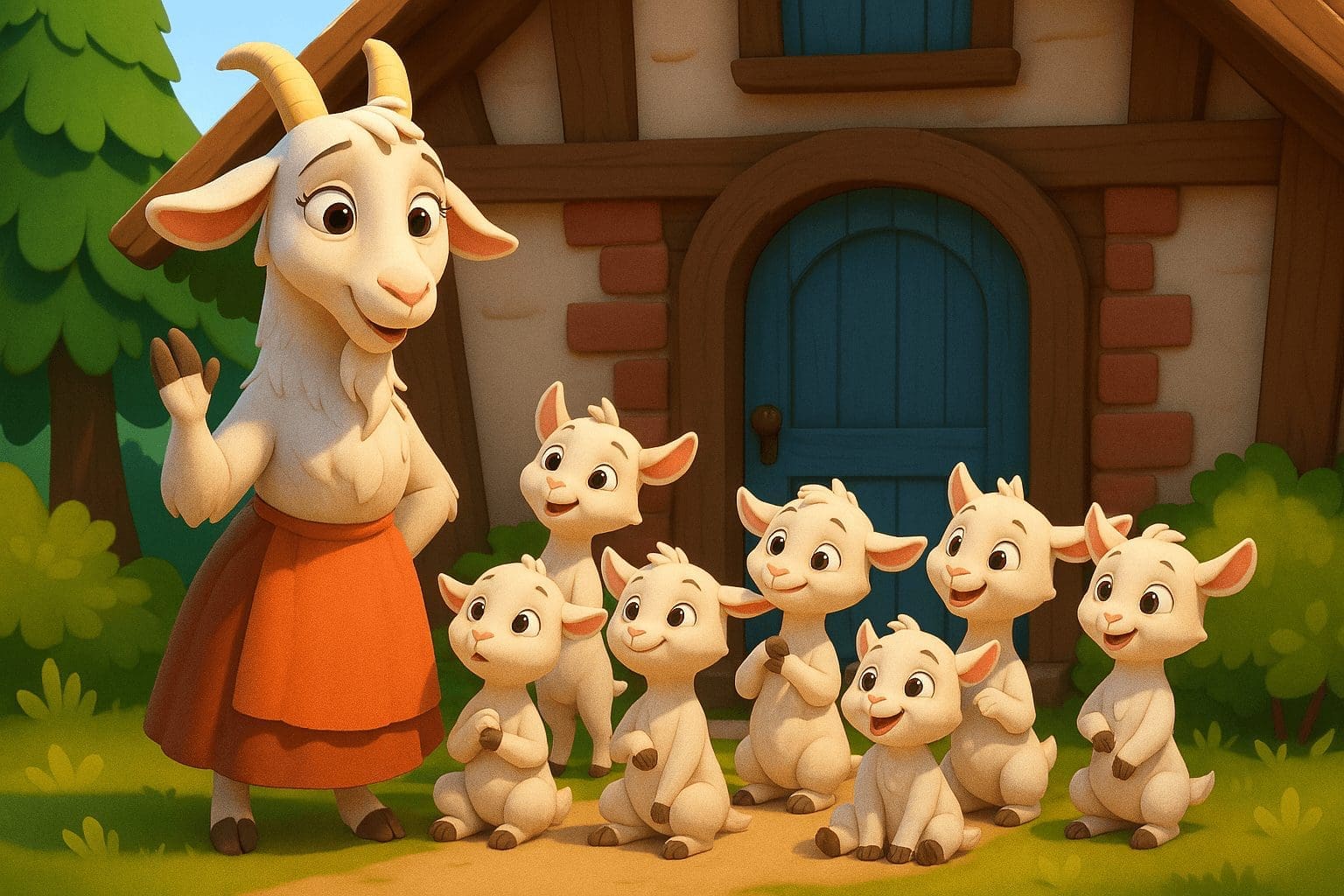 Вук и седам јарића, Браћа Грим